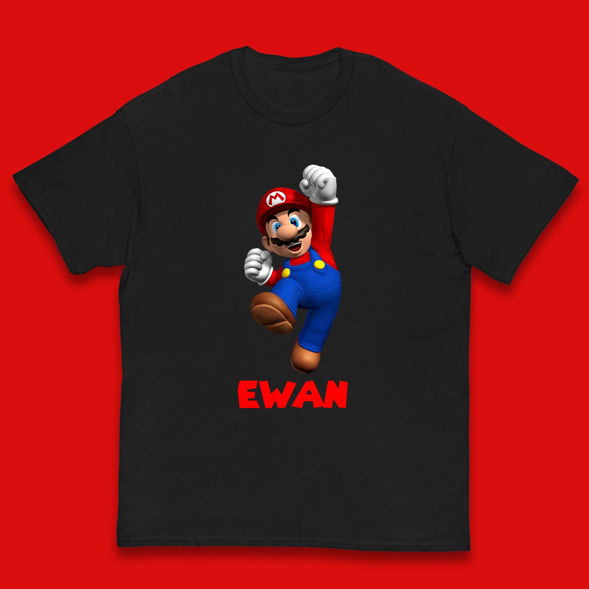 Personalised Your Name Super Mario Jumping Funny Game Lovers Players Mario Bro Retro Gaming Kids T Shirt 140