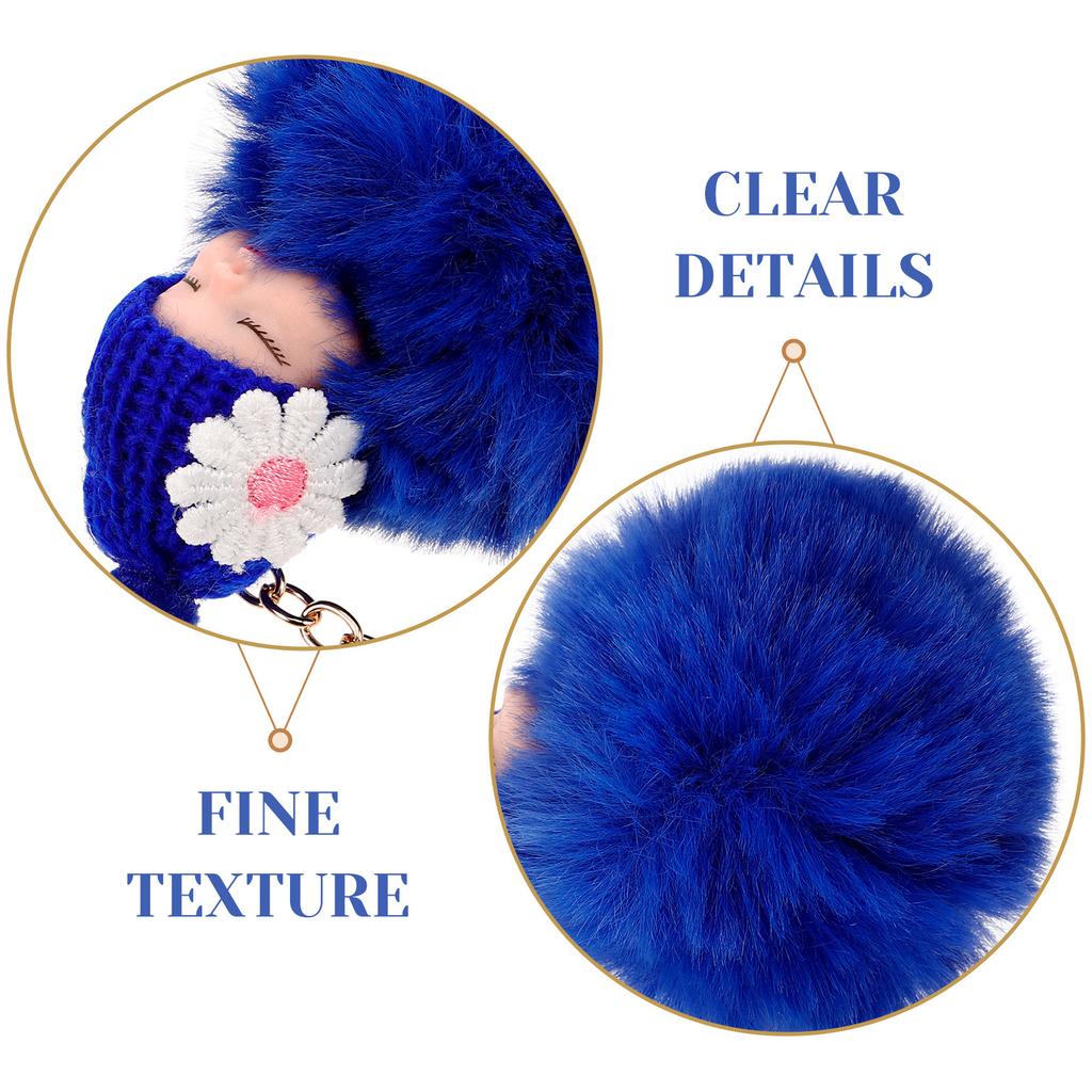Stuffed Chain Soft Key Ring Ring For Handbag Key Chain Pompom Keychain Car Decor Royal Blue Stuffed Pendant