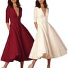 Robe élégante et décontractée en maille pour femme, avec col en V, disponible en plusieurs couleurs.
