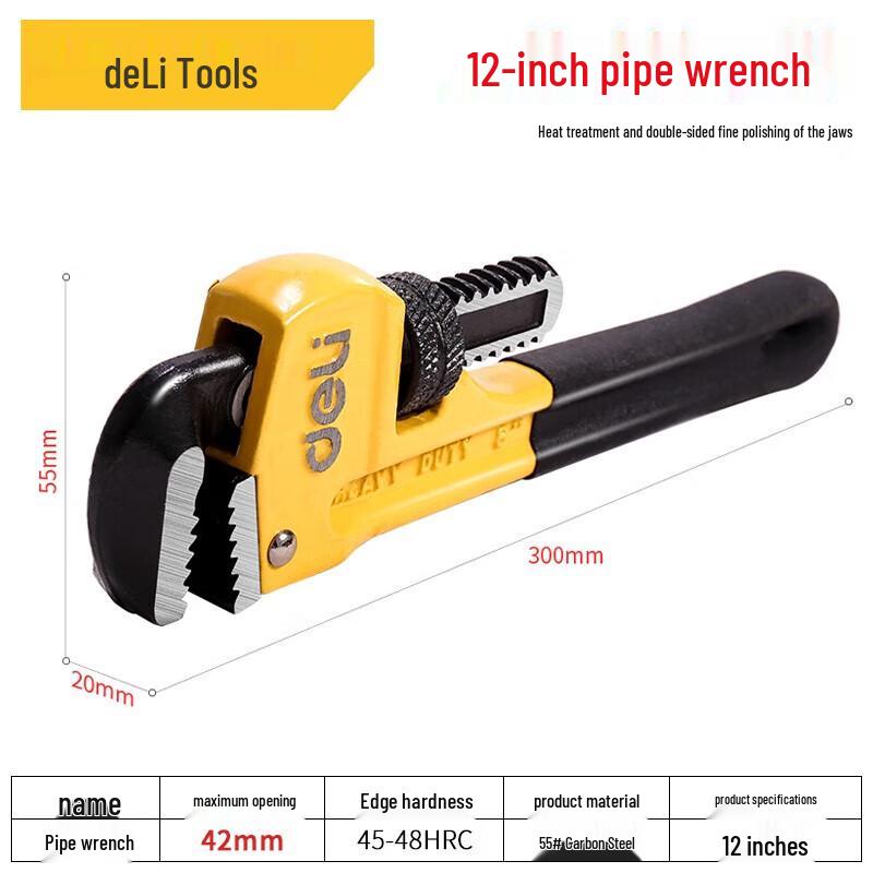Deli Heavy-Duty Self-Adjusting Pipe Wrench