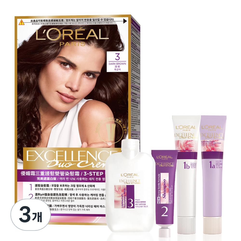 

Крем-краска для волос L Oréal Paris Excellence Duo, нет. 3 Темно-коричневый, 3 шт.