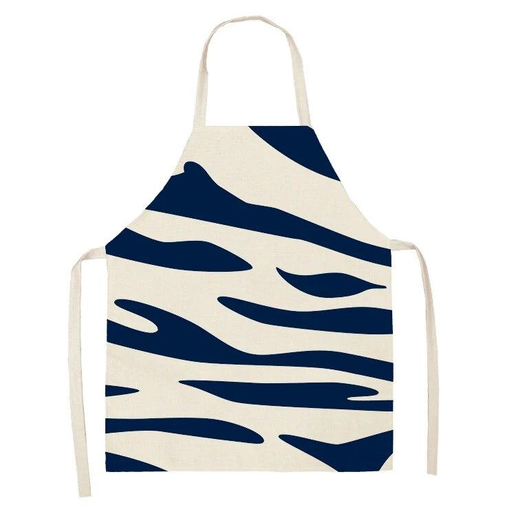 Kitchen Apron Navy Blue Geometric Pattern Kitchen Sleeveless Apron Linen Bib Home Cleaning Tools Cooking Apron Dinner Apron