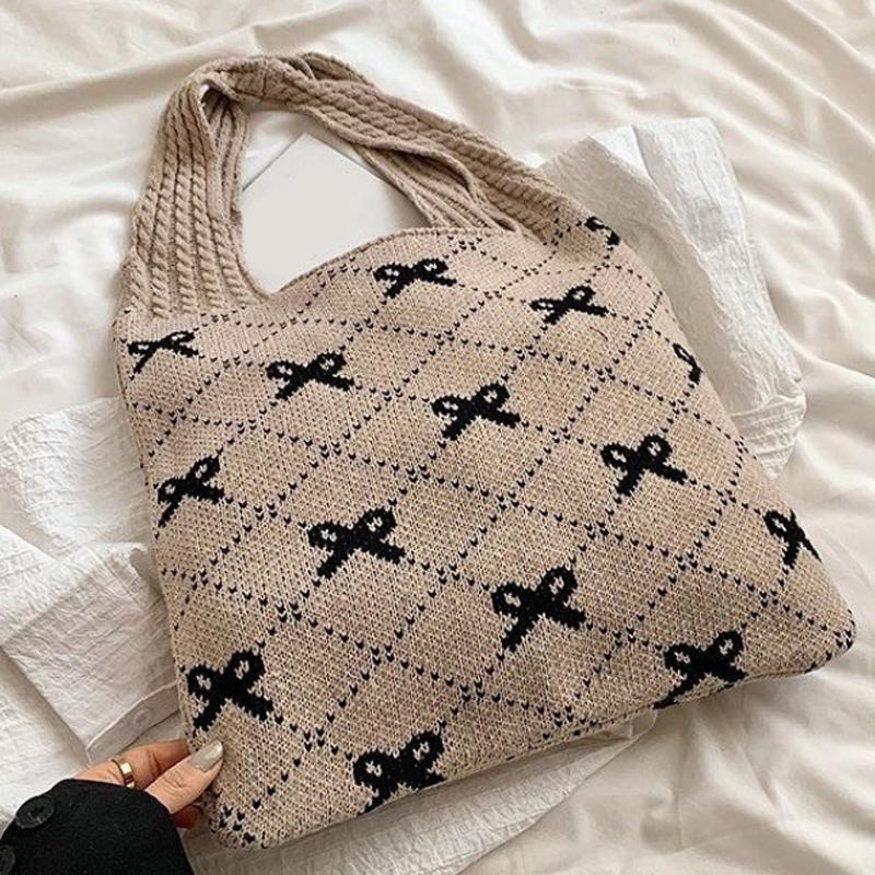 Leisure Shoulder Bag Retro Knitted Shoulder Bag Tote Large Capacity Shopping Bag