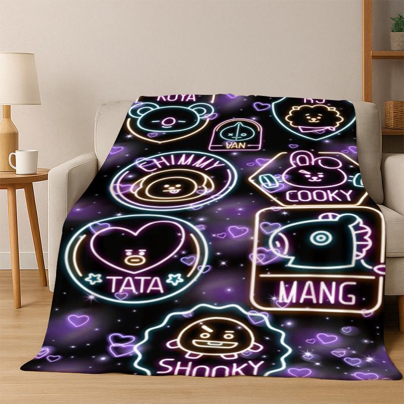 Fashion B-BTS Kpop Ultra Soft Flannel Throw Blanket, Warm Cozy Blanket for Couch Sofa Bed Bedroom Living Room Travel Gift