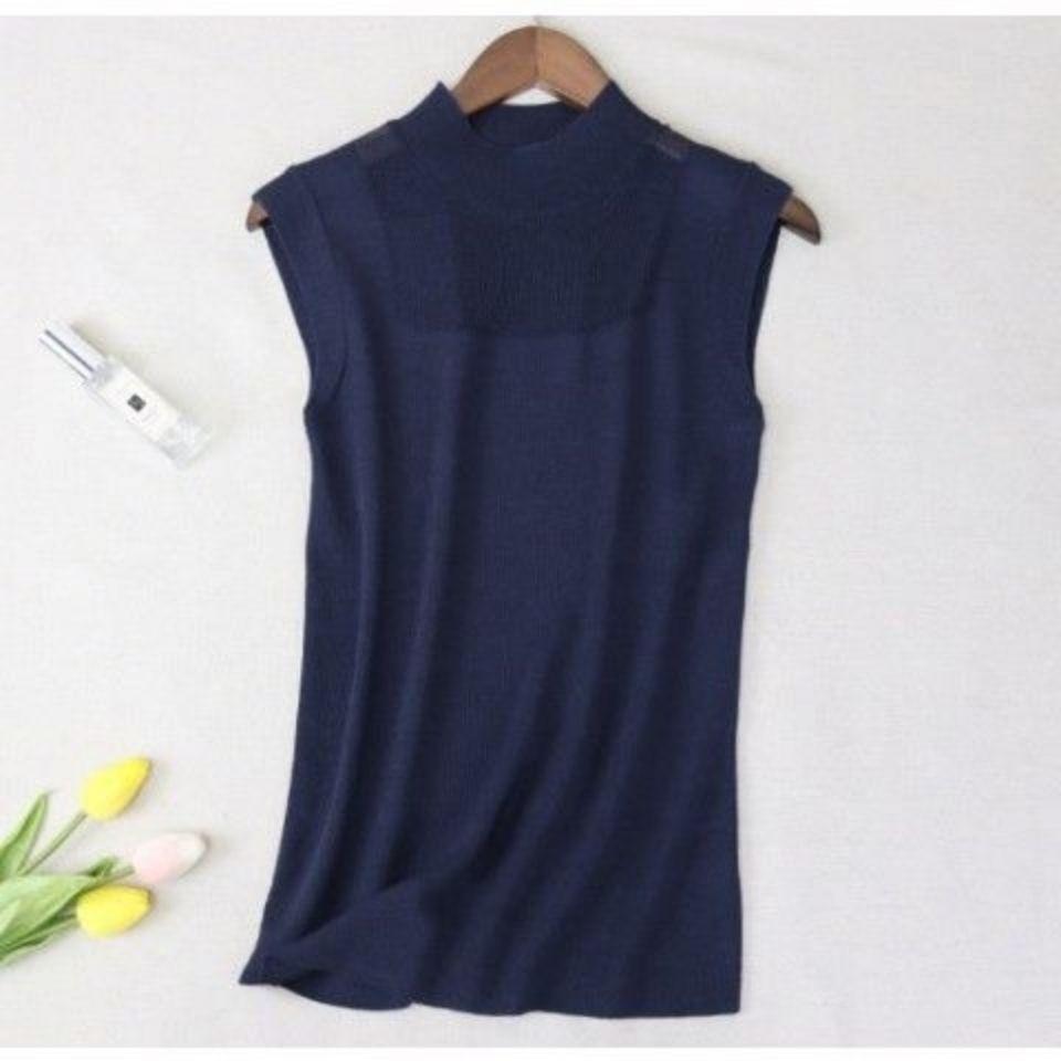 Ice Silk Sexy Camisole Tank Top Women's Spring-Summer Outerwear Cropped Turtleneck Knitted Base Layer Inner Wear Sleeveless Top