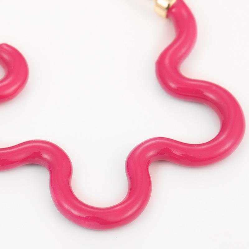 Kenjie Vivid Drip Oil Floral Geometric Hoop Earrings with Silver Needle