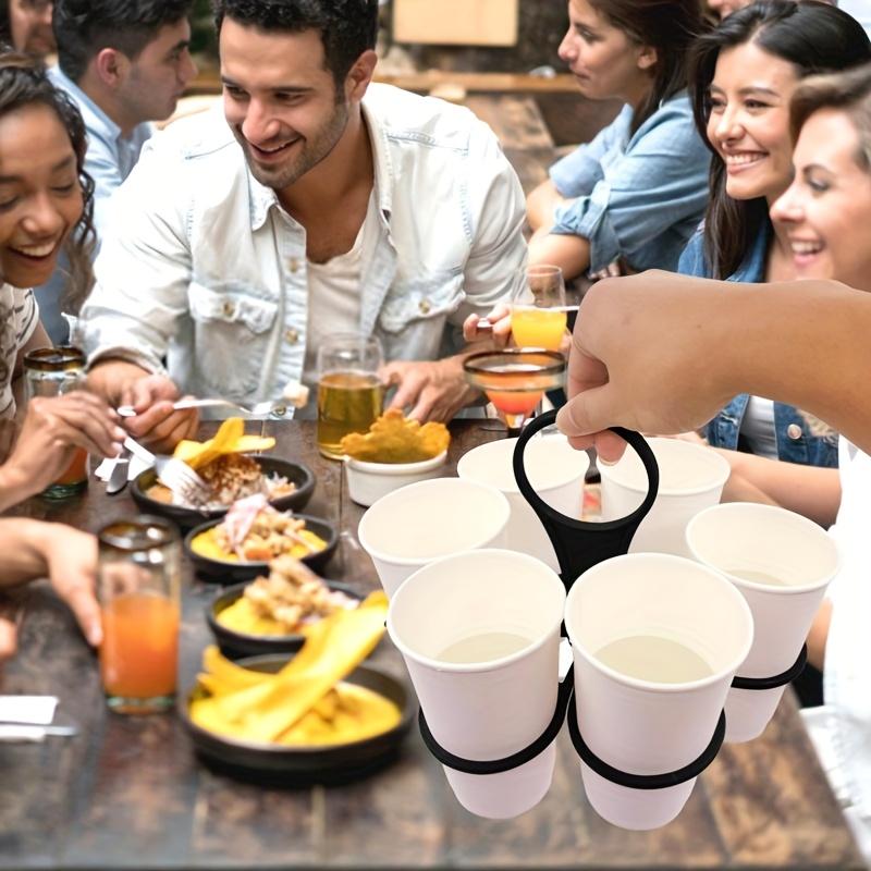 1/2pcs Collapsible Cup Holder with Sturdy Handle Pocket-Sized Portable Beverage Rack for Bars Takeout Coffee & Beer Cups Access