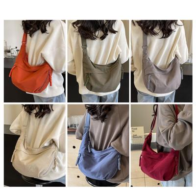 Crescent Bag for Women Men Nylon Crossbody Bags Multi-Pocket Shoulder Crossbody Bag Lightweight Nylon Dumpling Bag Trend Satchel