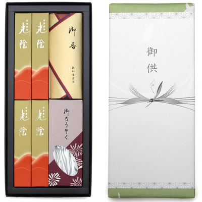 Sympathy Incense Gifts [Kouin 2 Types, Sandalwood, with Outer Wrapping, Candle] Made In Japan, Low Smoke, Gift-Giving Incense, for Buddhist Altars,
