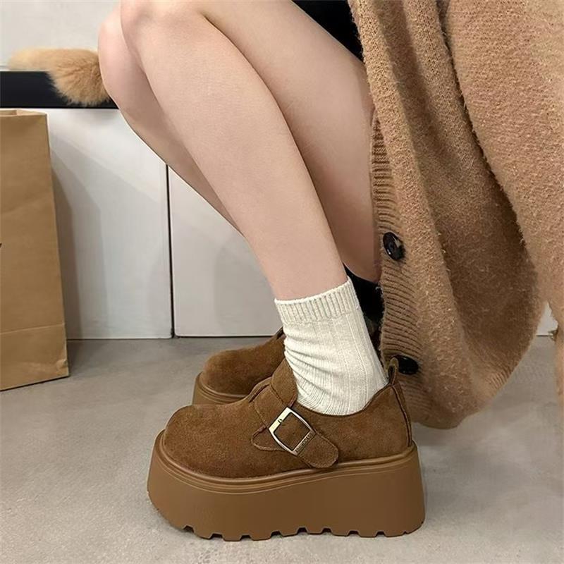 Small man thick-soled height increase and thinness versatile loafers women's 2025 new spring and autumn British style retro big head single shoes
