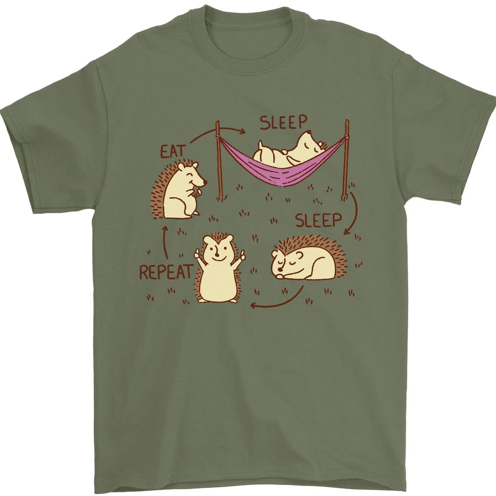 Funny Hedgehog Eat Sleep Repeat Lover Unisexs TShirt 100 Cotton