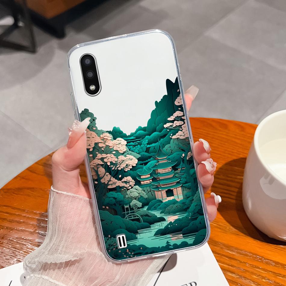 For Samsung Galaxy A01 M01 Core Case Gradient Flowers Soft TPU Silicone Phone Cases For Samsung A 01 M 01 Protective Back Cover