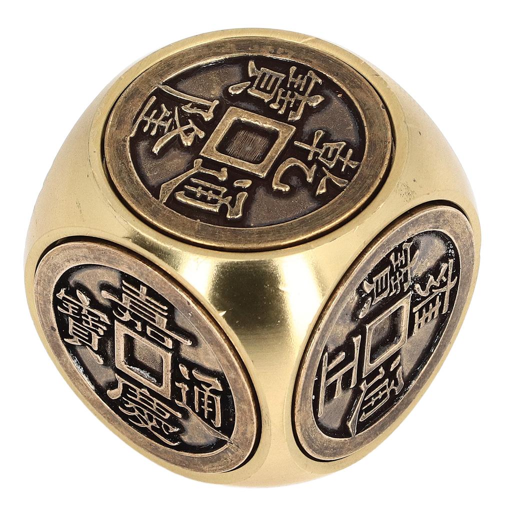 Metal Figertip Rotating Cube Embossed 6 Sided Anti Anxiety Stress Relief Brass Fingertip Gyroscop
