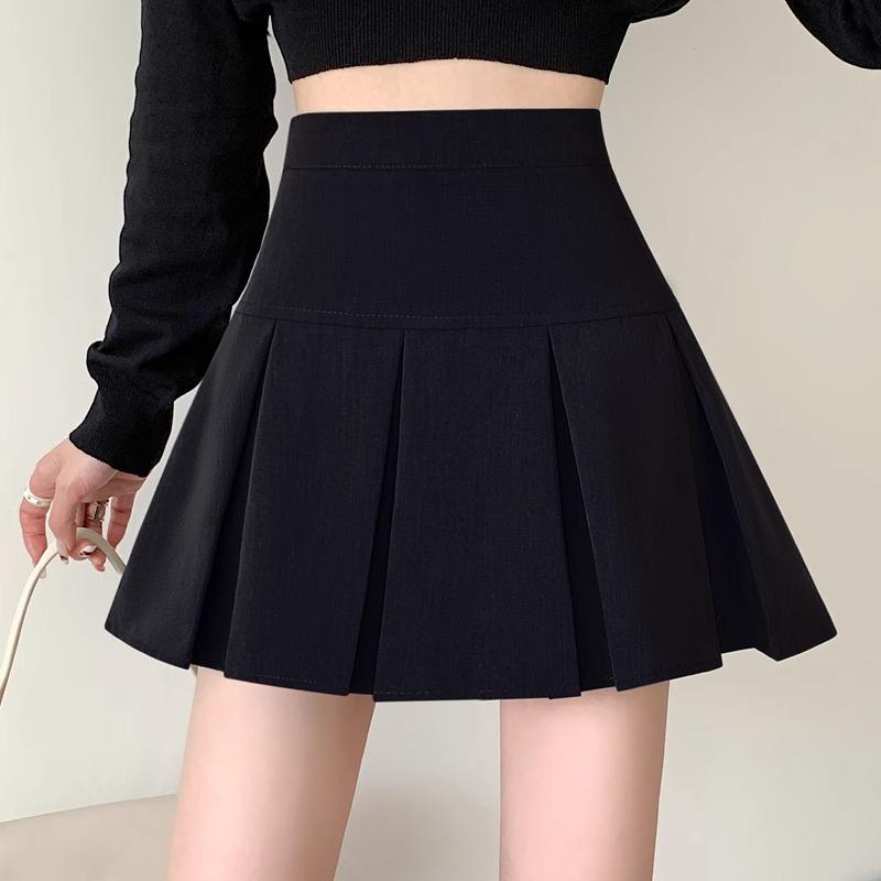 Autumn 2026 Korean Style High-Waisted Pleated A-Line Skirt