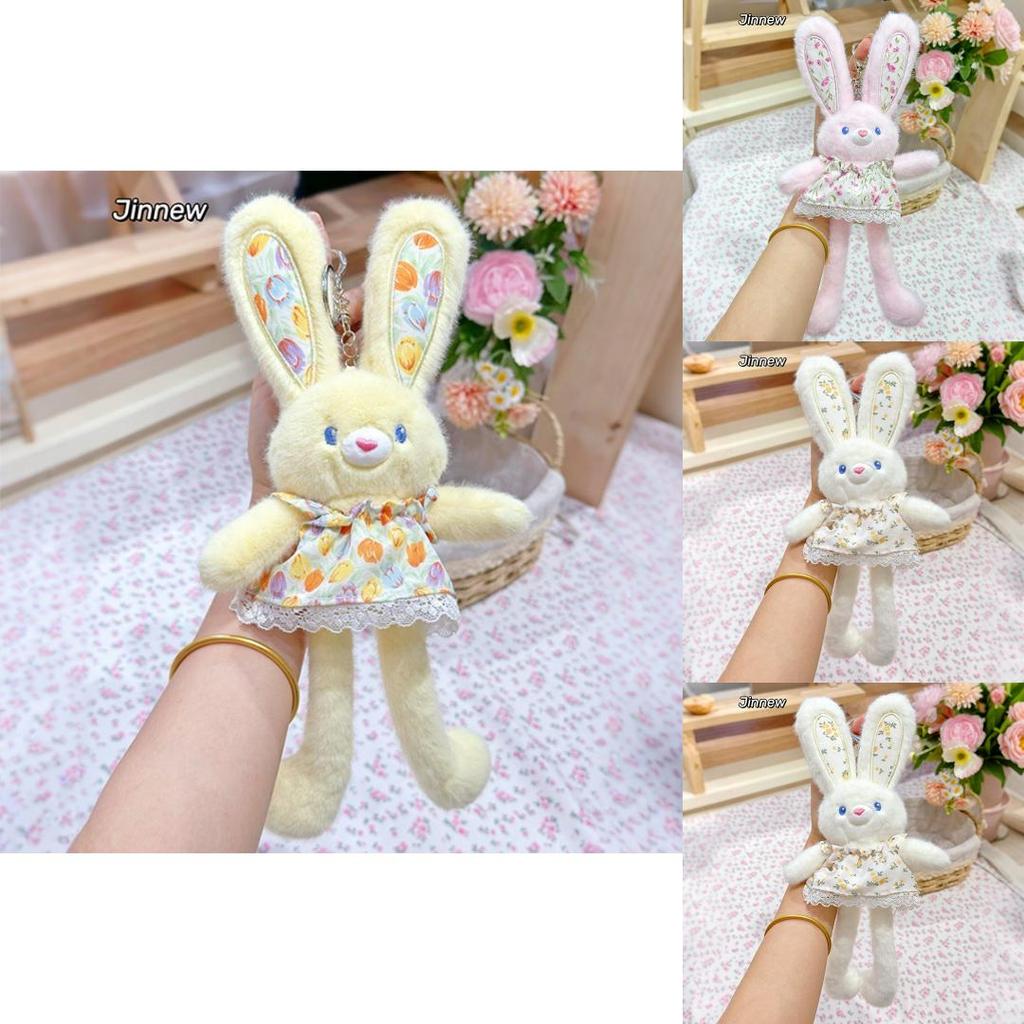 Jinnew Floral Dress Plush Bunny Keychain With Cute Design For Gift And Accessories