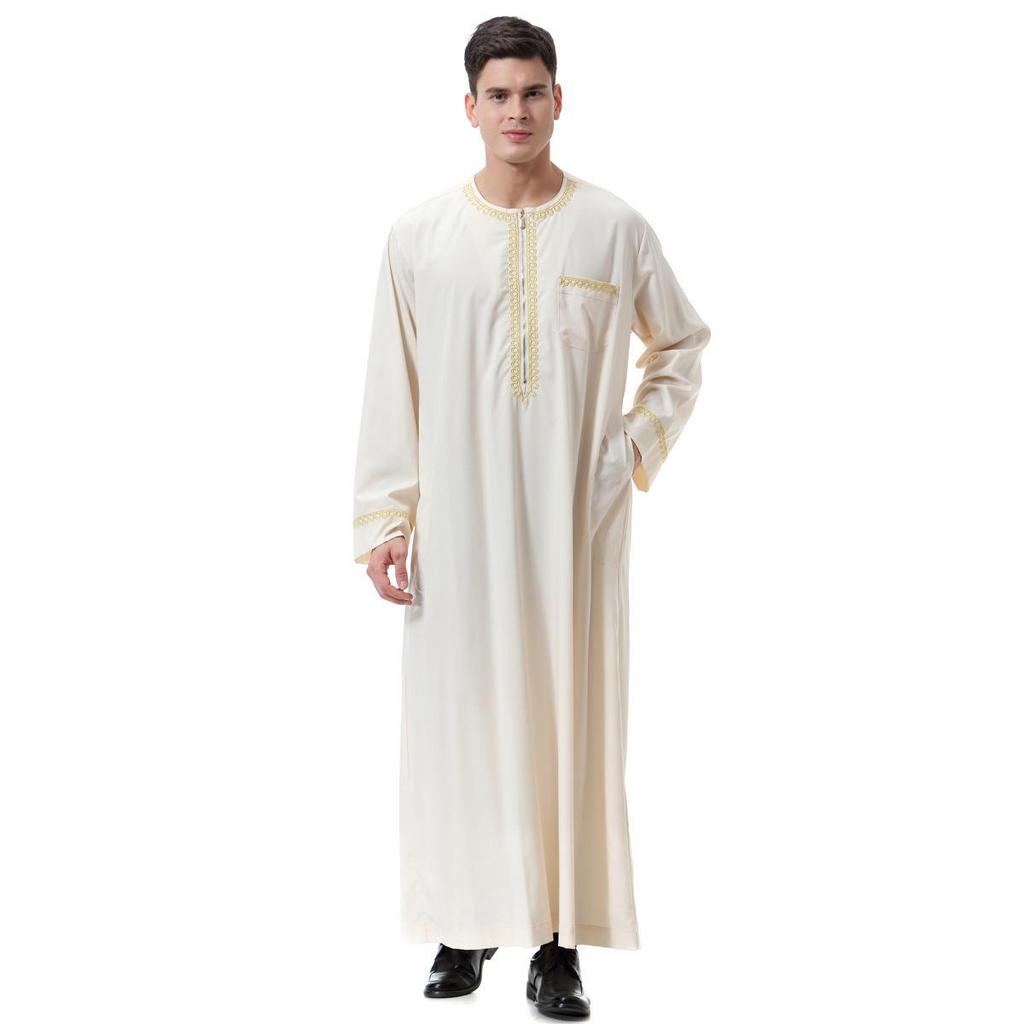 2023 Men's Loose Long Zipper Robe Shirt - Muslim Middle East Arab Dubai Malaysia Style