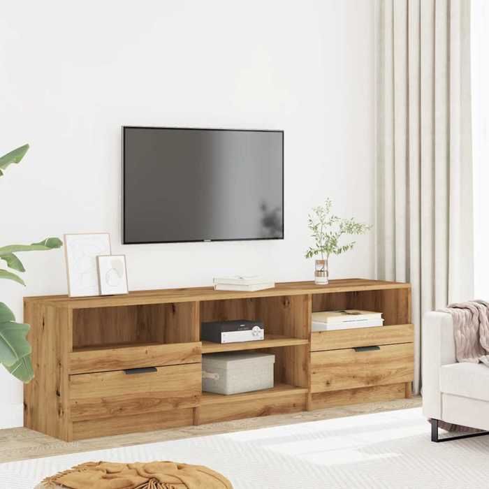 vidaXL Meuble TV chêne artisanal 150x33,5x45 cm bois d'ingénierie, banc TV, meuble hifi, centre de divertissement, buffet 856853
