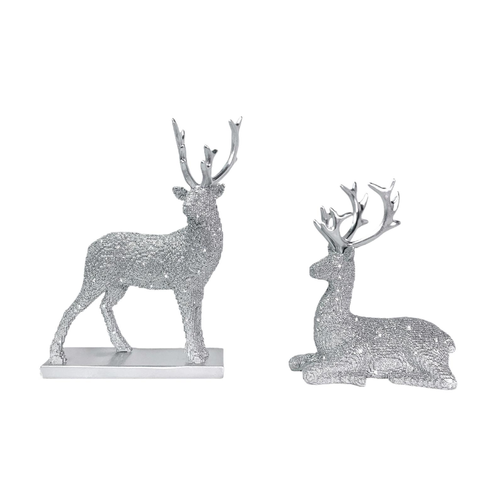Reindeer Figurines Elk Sculpture Crafts Decoration Elk Deer Statue Deer Figurines for Office Kitchen Dining Room Shelf Indoor