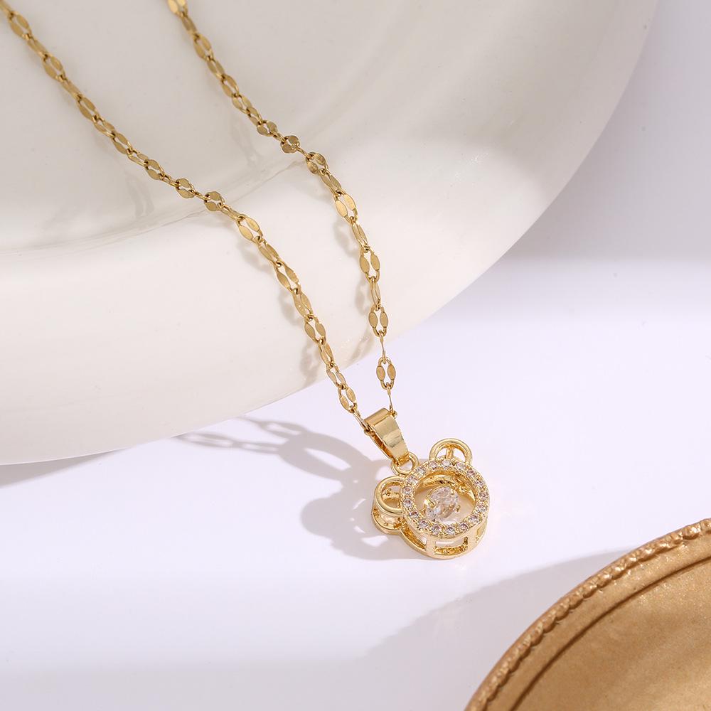 Hochwertige Damen Halskette aus Titanstahl mit vierblättrigem Kleeblatt - Nicht verblassend, vielseitige Schlüsselbeinkette