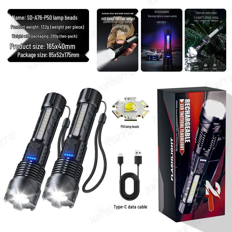 A100 Mini Rechargeable LED Flashlight with T6 Telescopic Zoom