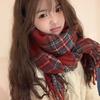 New Soft Imitation Cashmere Tassel Plaid Scarf Winter Female Couple Shawl Red Cold Proof Versatile Thickened Scarf