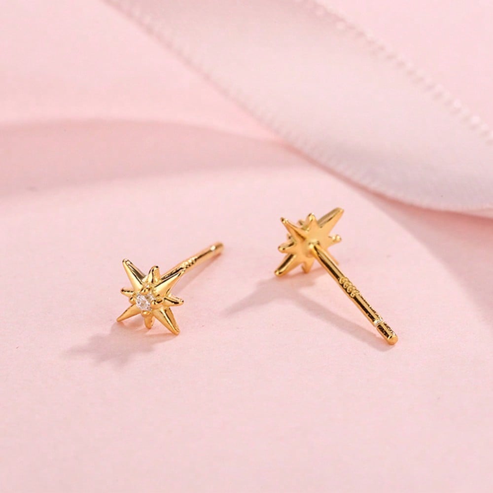 Zircon Octagram Stud Earrings