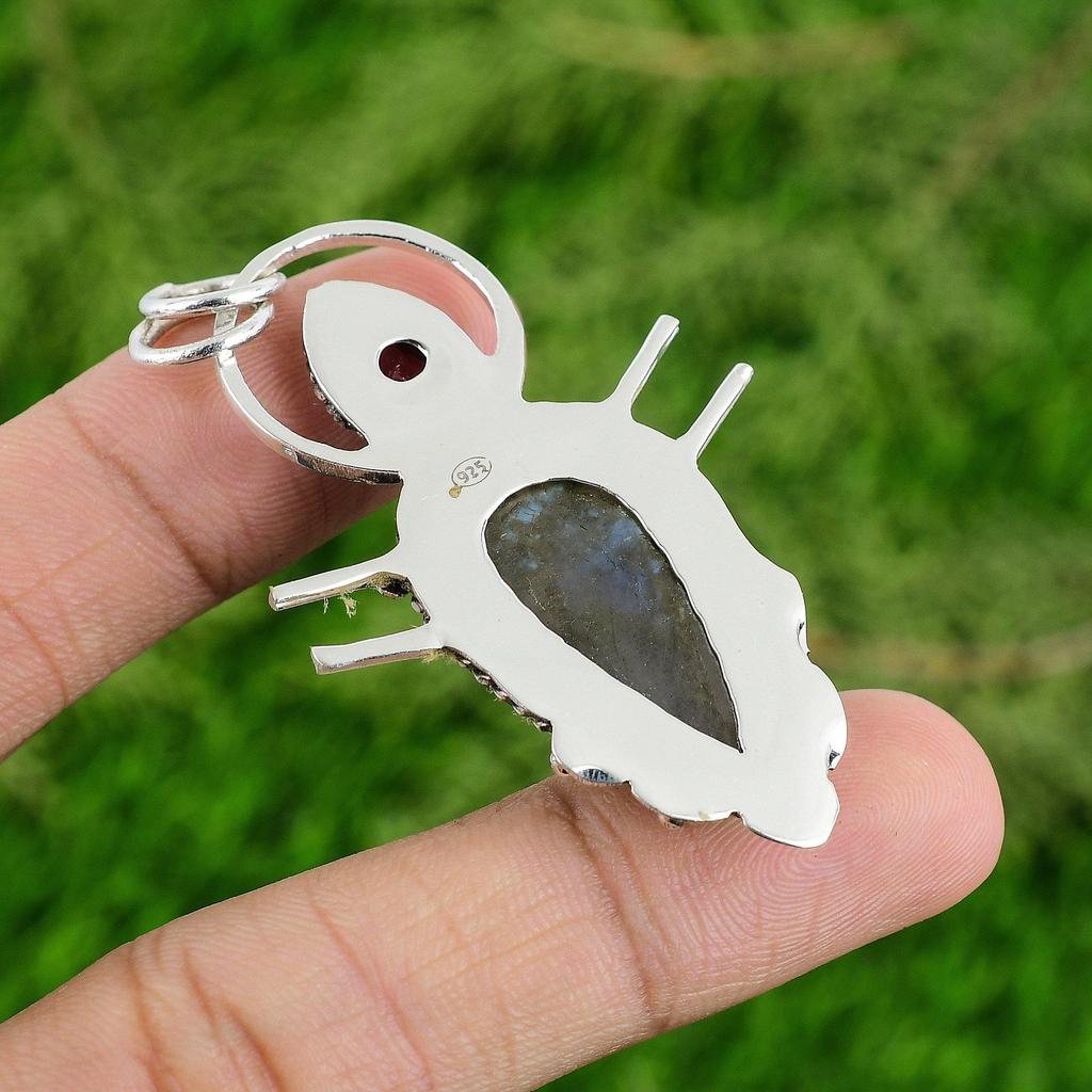 Mothers Day Sale 925 Silver Labradorite Stone Pink Tourmaline Pendant Jewelry