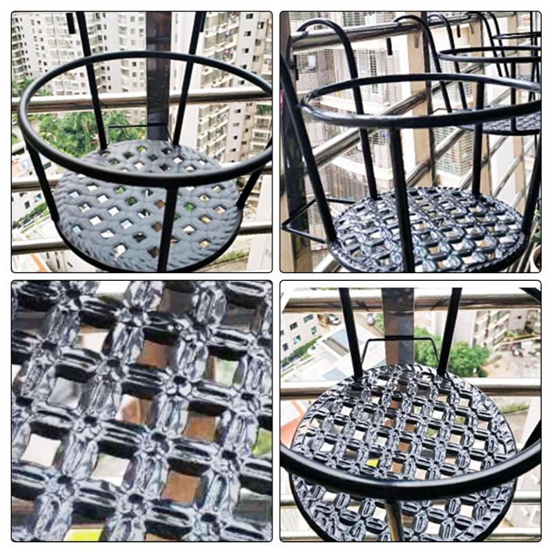 Decorative Industrial Flower Pot Organizer Hanging Iron Shelf Vertical Garden Display Wall Mounted Herb Planter Rack