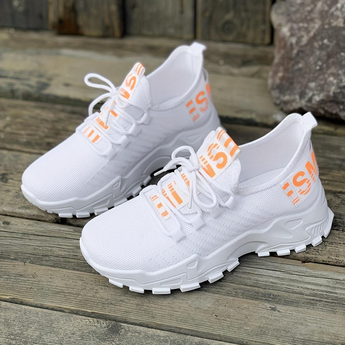Damen Leichte Gedämpfte Lauf-Sneakers Atmungsaktives Strickobermaterial & Rutschfeste PVC-Sohle Walking-Schuhe 39