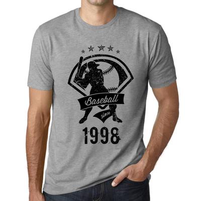 Men's Vintage Tee Shirt Graphic T Shirt Baseball Since 1998 Grey Marl