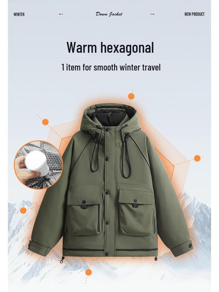 Men's High-Quality Cold-Proof Down Workwear Jacket - Convertible American Outdoor Design