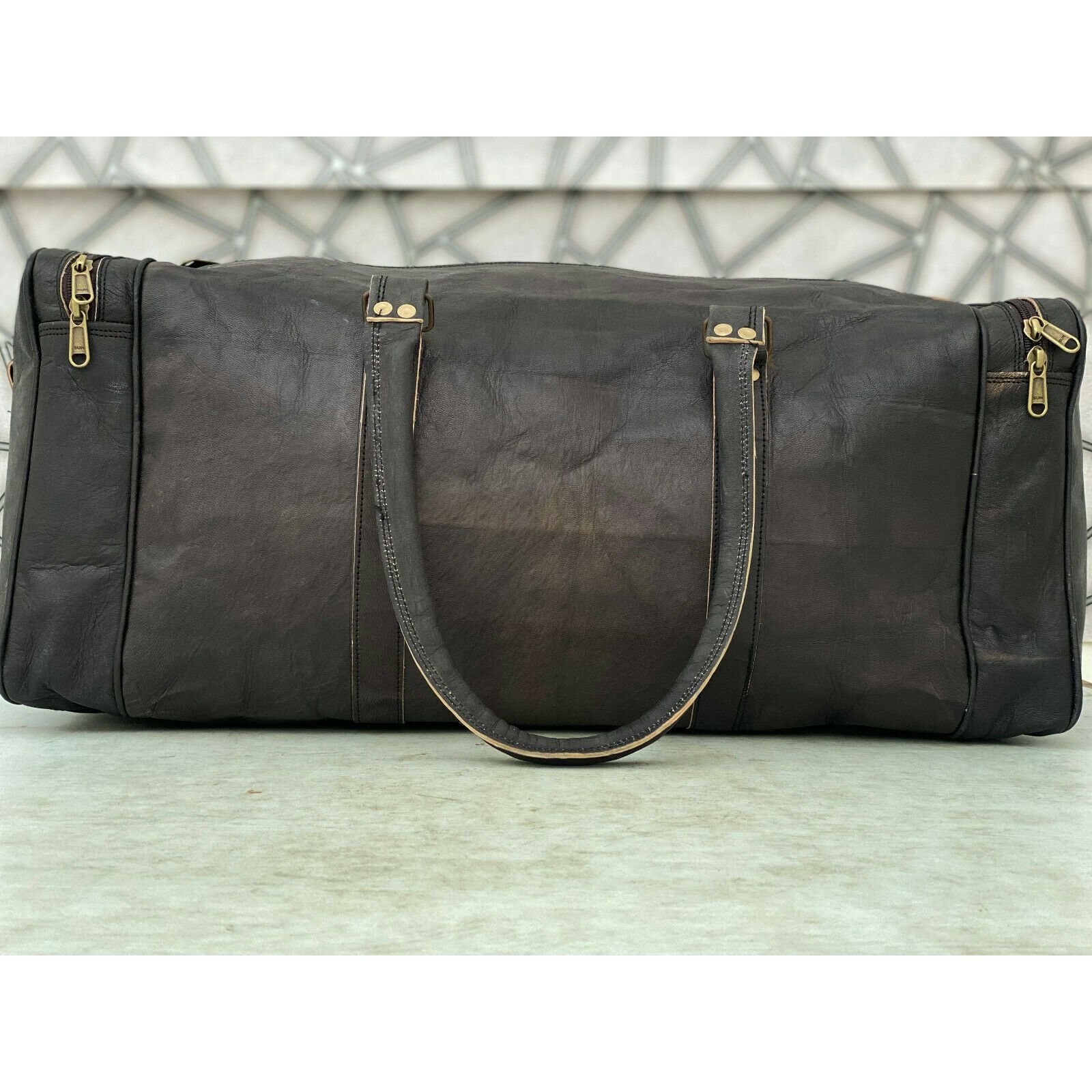 

Мужская спортивная сумка для спортзала на выходные с ночевкой (Сумка для багажа Extar) Натуральная кожа для путешествий 24 x 9 x 9 in чёрный