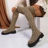 2024 Ladies Shoes Mesh Over-the-Knee Women's Boots Classics Modern Boots Women Round Toe Med Heel Slip On Plus Size Shoes Women
