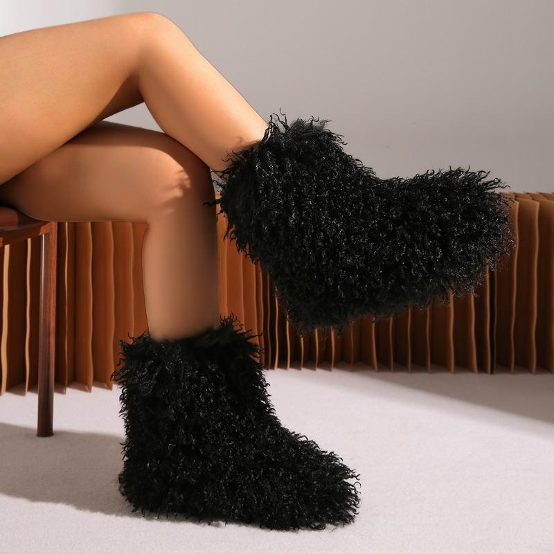Fashion 2025 High-quality Hot-selling Fashion Winter Fashion Boots Women's Ankle High Snow Boots Artificial Boots Style Round Toe