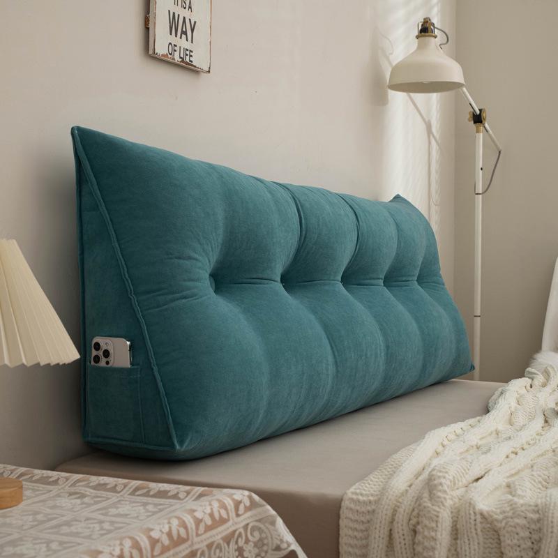 Chenille Headboard Cushion, Double Lumbar Support Pillow, Removable & Washable Backrest