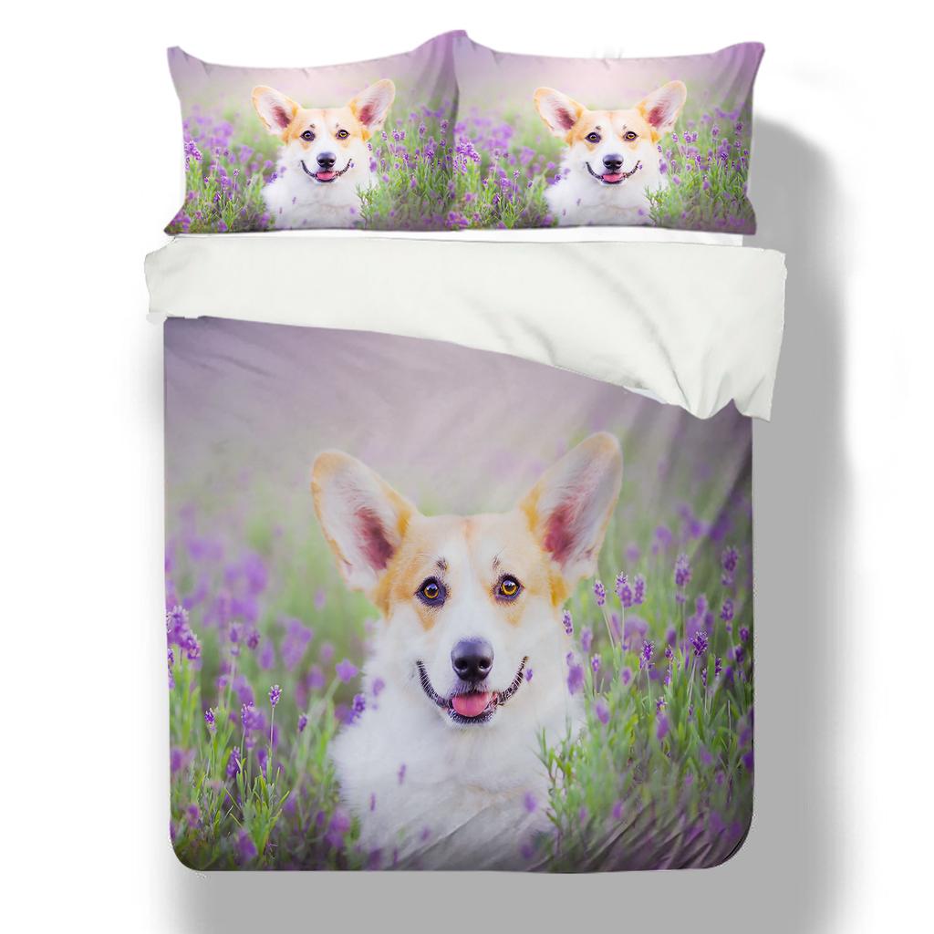 Set de lenjerie de pat cu model pentru animale de companie 3D Home Dormitor Husă de pilote Husă de pernă Pat simplu/dublu Set de lenjerie de pat decorativă cu 2/3 dormitoare