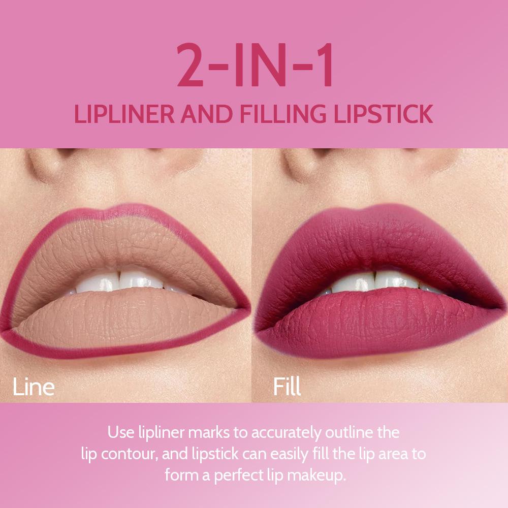 RAVE LADY Double-Ended Waterproof Matte Lipstick & Lip Liner Pen