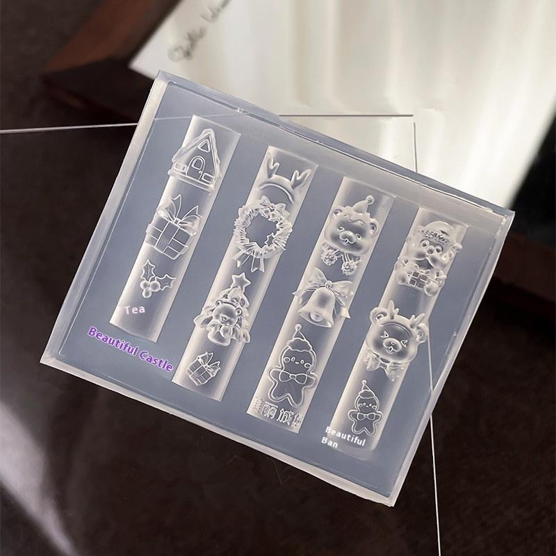 1Pcs Christmas Snowman Christmas Tree 3D Nail Mold Santa Claus Nail Decorations Diy Design Silicone Manicure Mold Nail Art Charm