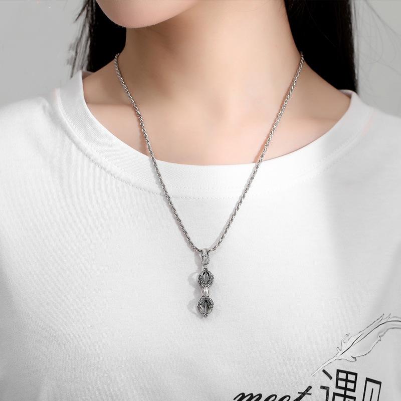 Ethnic Style Diamond Pestle Pendant, Tibetan Artifact, Demon Slaying Pestle Necklace, Vintage Pendant Accessory