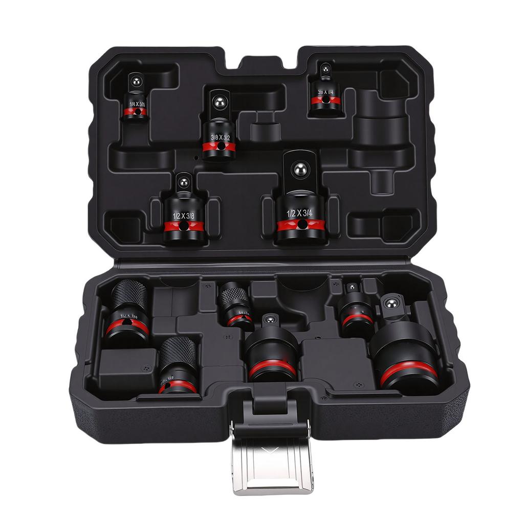 11Pcs Impact Socket Adapter Set Drill Adapters Extensions 1 4 3 8 1 2in Drive CR V CR MO Steel Ball Detent for Car Home