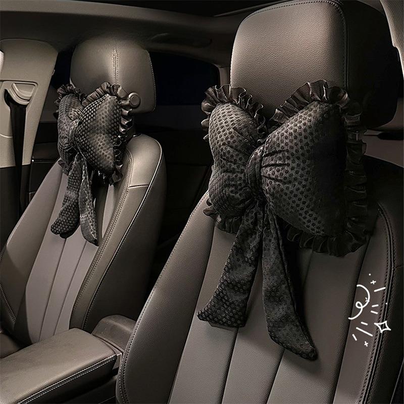 New car headrest waistrest lace polka dot car seat neck pillow cushion cute cushion