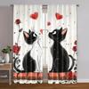 Set aus 2 hochwertigen Vorhängen Story Love Cat Stoff Ohne Stange Zeug Ausverkauf Wohnzimmer Schlafzimmer Vorhang Polyester Maschinenwaschbar Perfekt für