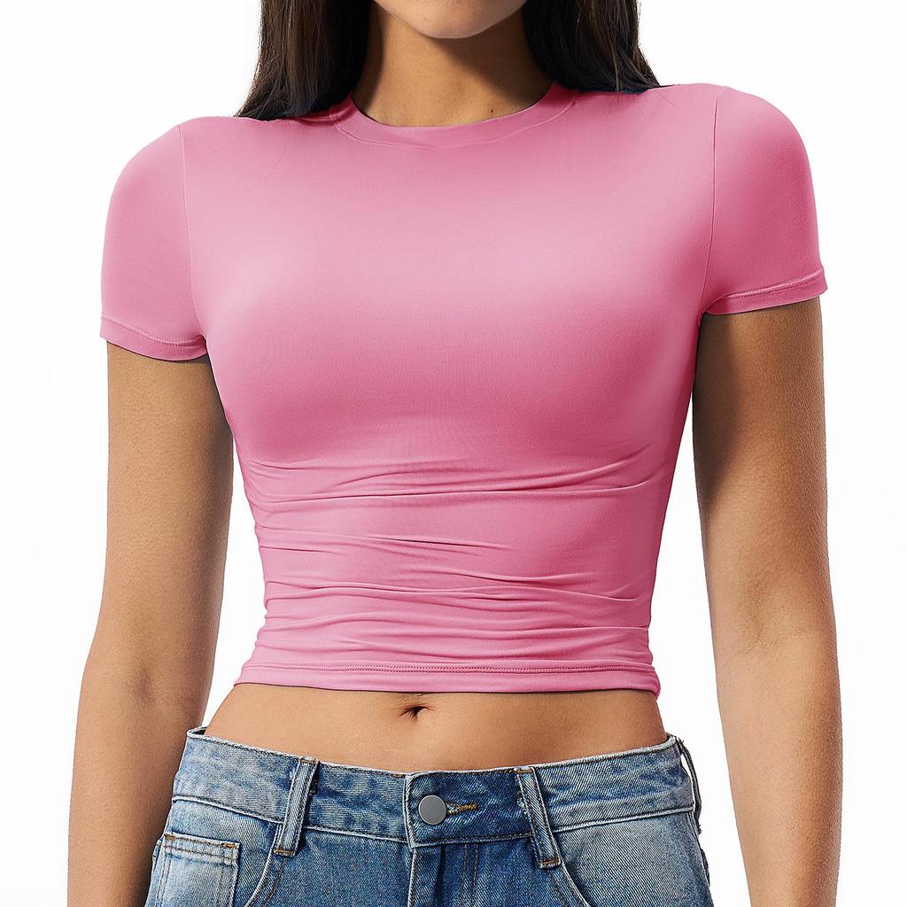 Women's Quick-Dry Fitness Top for Yoga, Running, and Pilates - Short Sleeve 8743