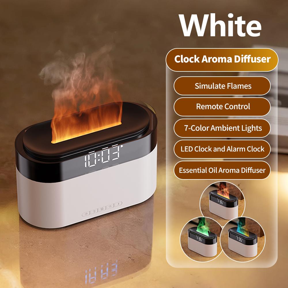 

New Remote Control Alarm Clock Aroma Diffuser Ambient Light Diffuser Humidifier Home Desktop Flame Humidifier And Aroma Diffuser
