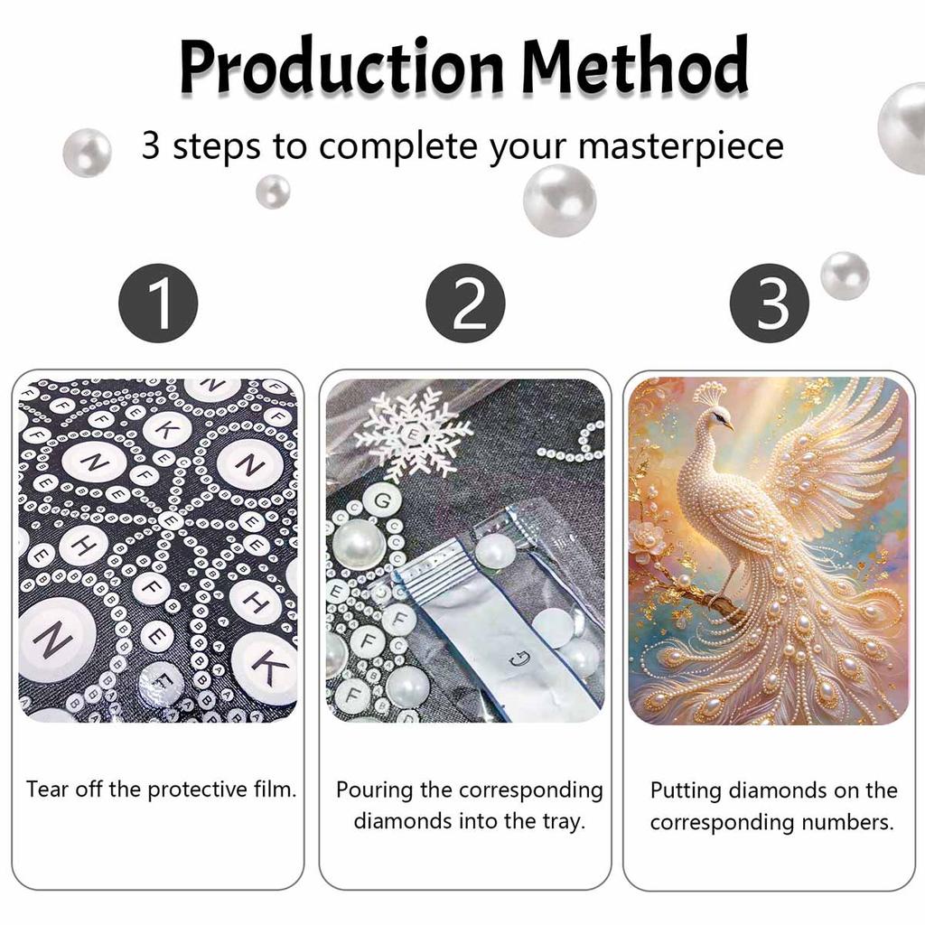5D Pearl Kit Majestic Peacock Pattern DIY Gemstone Art Relaxing Handmade Ornament Home Wall Desktop Decoration for Beginners