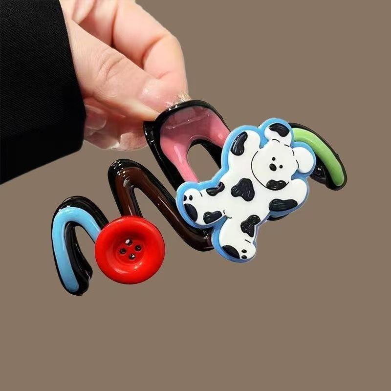 Koreanischer Eleganter Kürbisbogen Polka Dot Haarspange - Groß, Cremige Texturierte Hochsteckfrisur-Accessoire