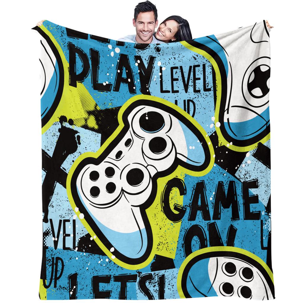 Gaming Controller Graffiti Pattern Blanket Soft Multifunctional Decorative Blanket Four Seasons Universal Cover Blanket