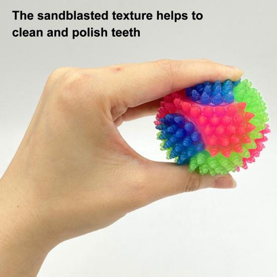 Yousheng Stachelball Hundespielzeug mit LED Bissfest Quietschend Leuchtend Regenbogenball Interaktives Spielzeug Kleine Mittlere Große Hunde Zahnen Reinigung Kauen