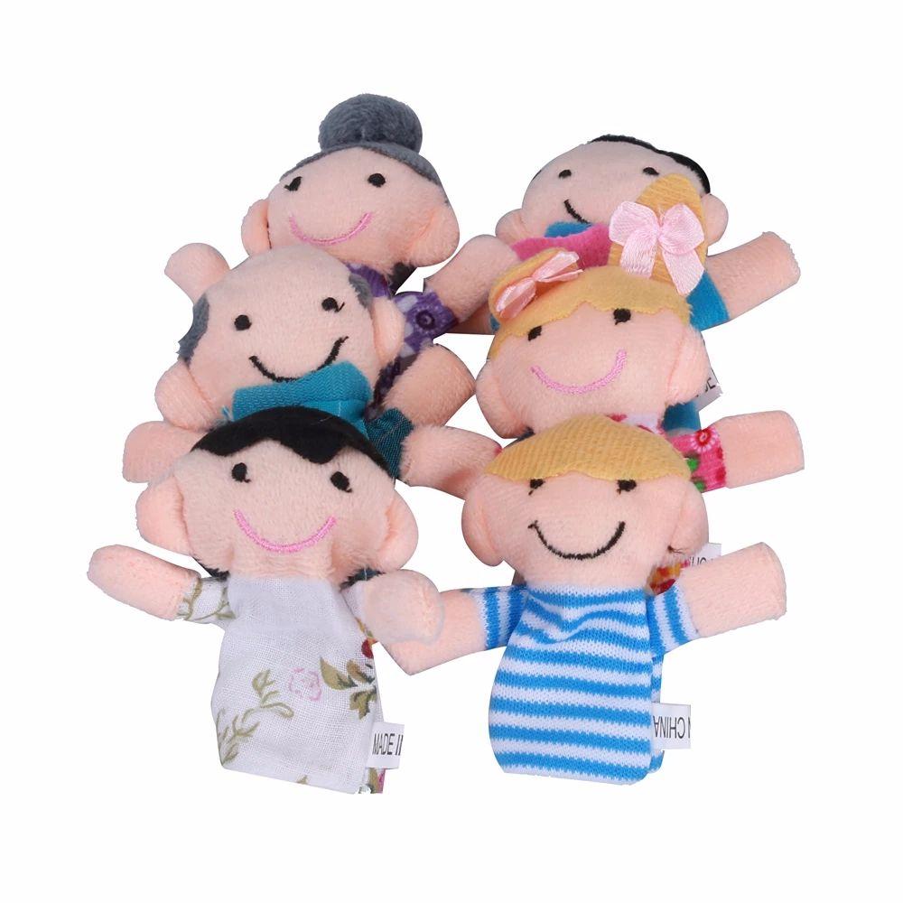 Girls Toys Cartoon Doll Kids Gifts Family Finger Puppets Set Finger Doll Plush Toys Hand Puppet