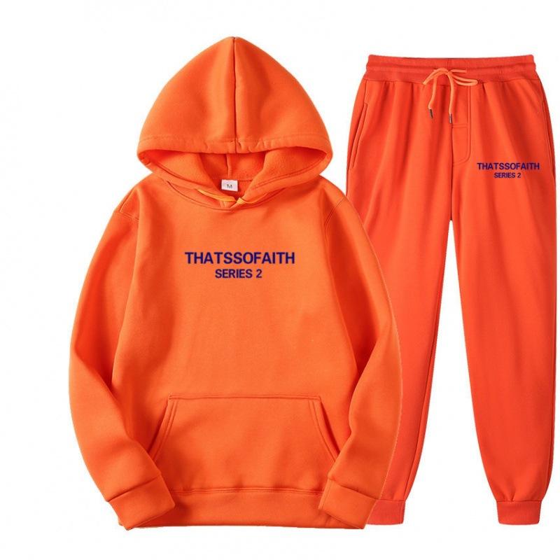 Independent Station Europe and the United States popular women's clothing letter printing hooded sweater fashion casual hair grabbing trousers set